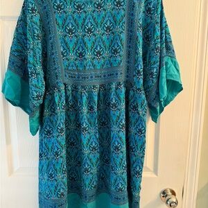 Blue Patterned Tunic Dress